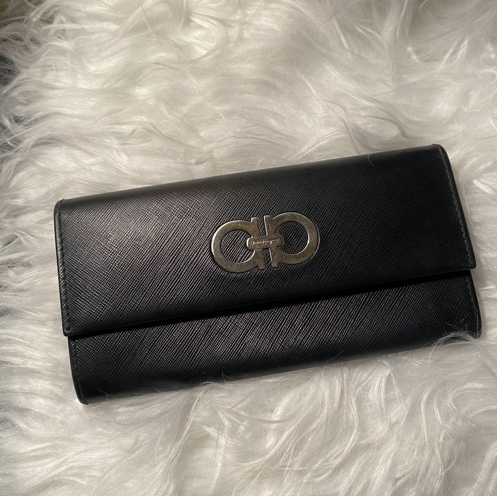 Salvatore Ferragamo Black Long Wallet